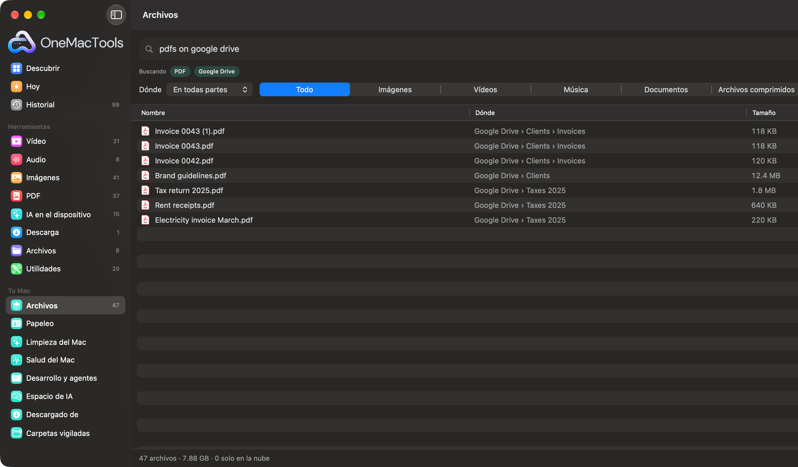 Archivos de OneMacTools buscando “pdf en google drive”, interpretado como los filtros PDF y Google Drive