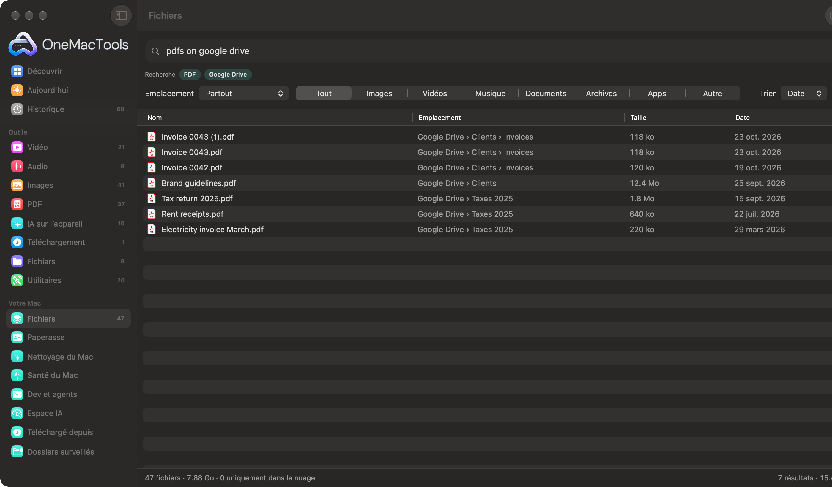 Fichiers de OneMacTools recherchant « pdf sur google drive », interprété comme les filtres PDF et Google Drive