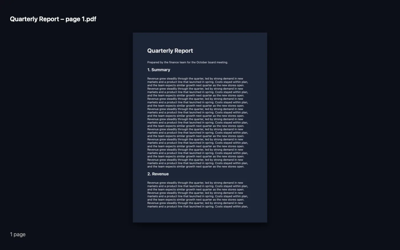 Le résultat de Diviser un PDF sur les fichiers d’exemple