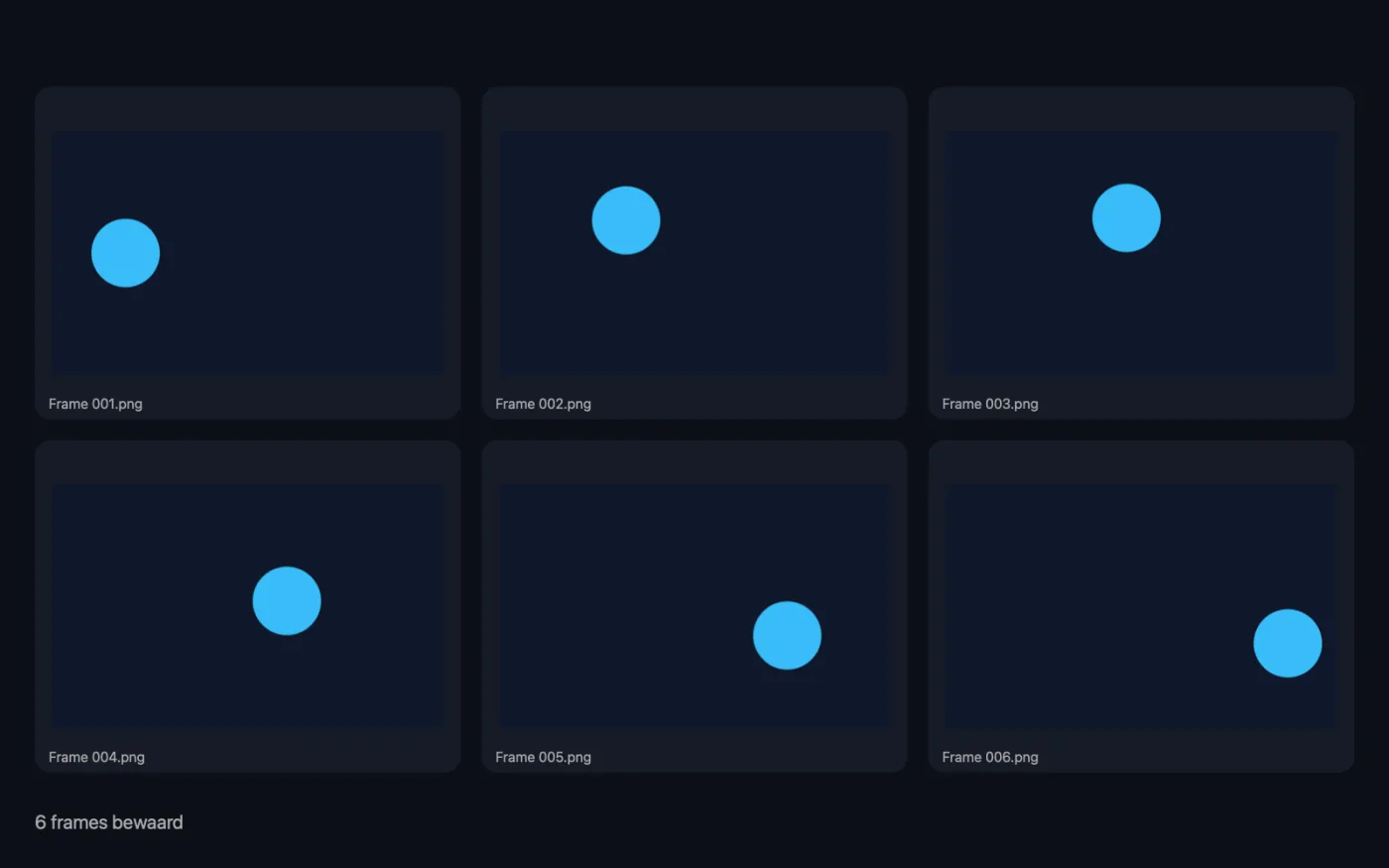 Het resultaat van GIF naar frames op de voorbeeldbestanden