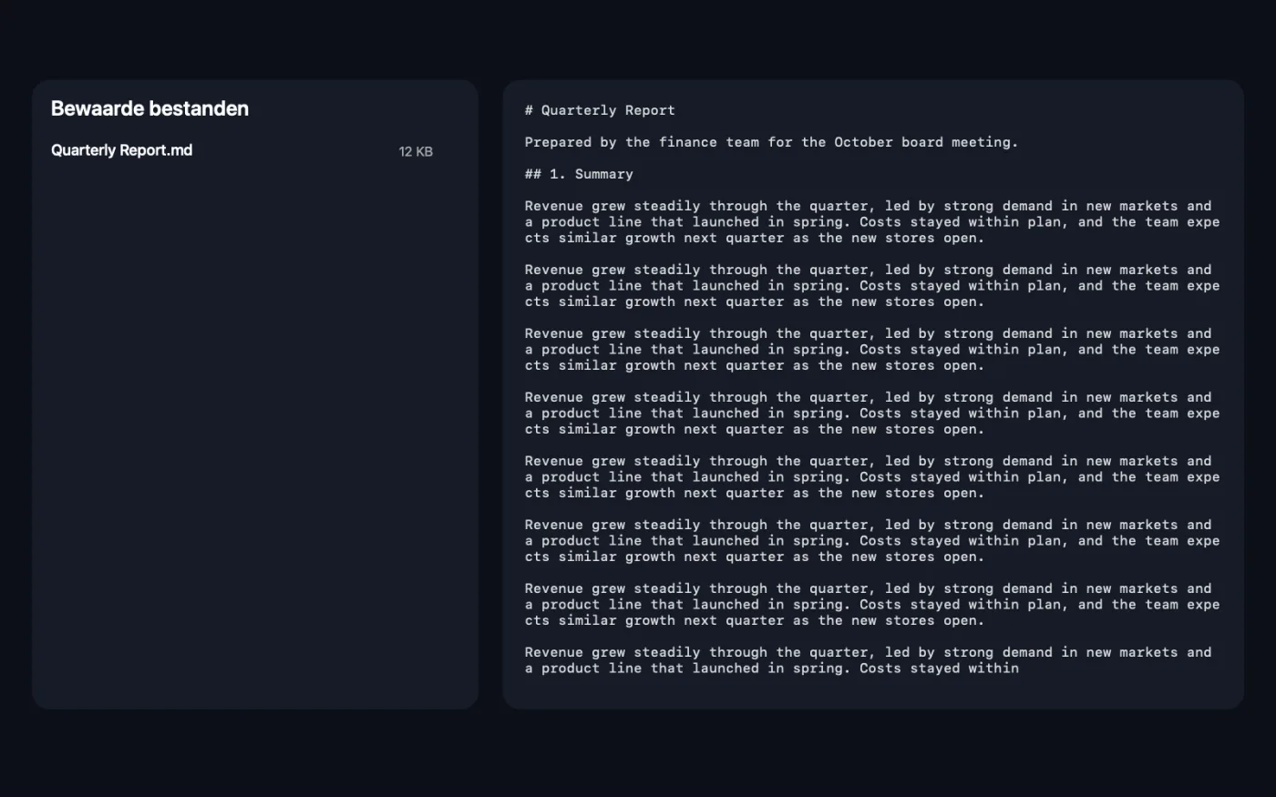 Het resultaat van PDF naar Markdown en HTML op de voorbeeldbestanden