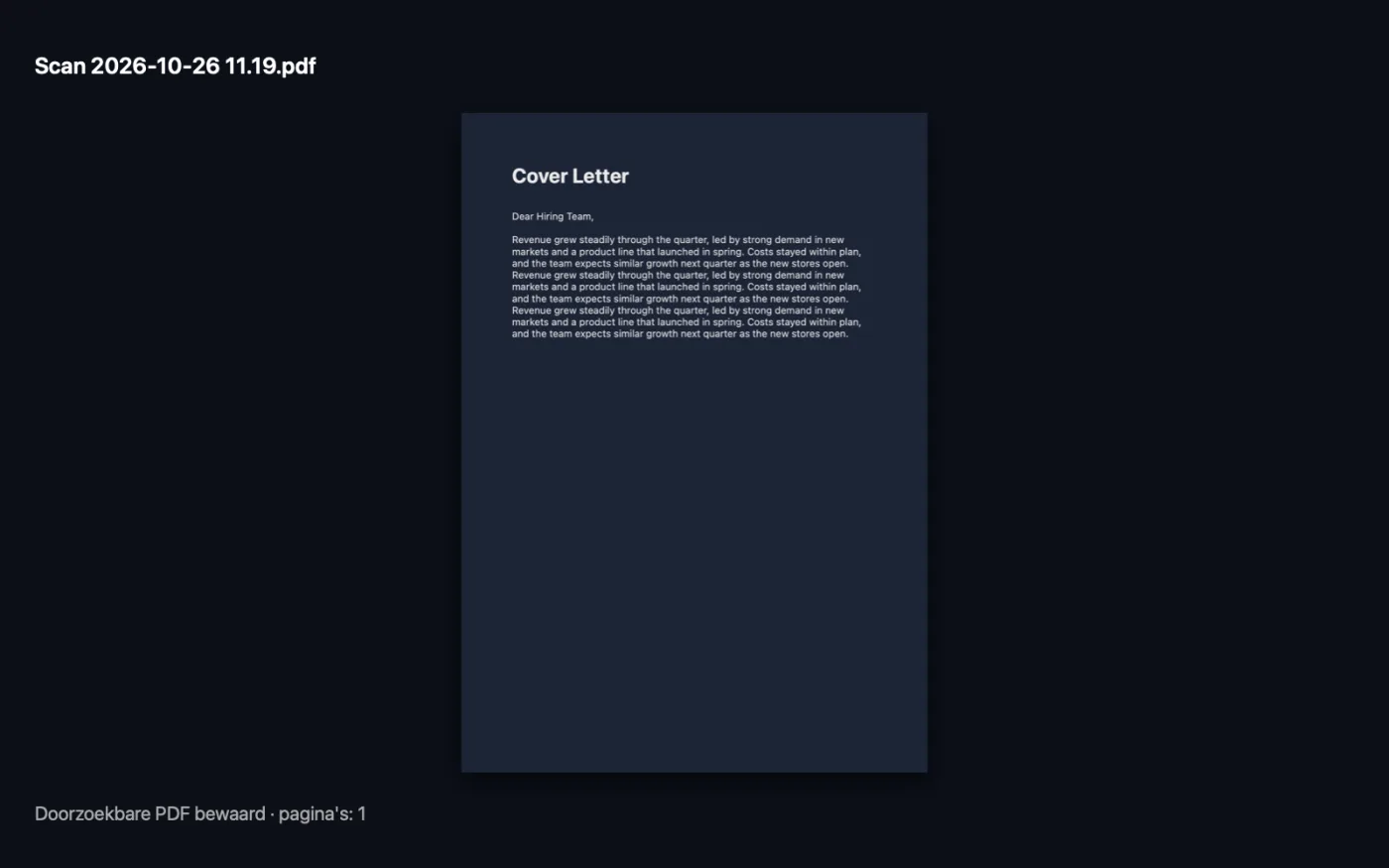 Het resultaat van Scan documenten op de voorbeeldbestanden