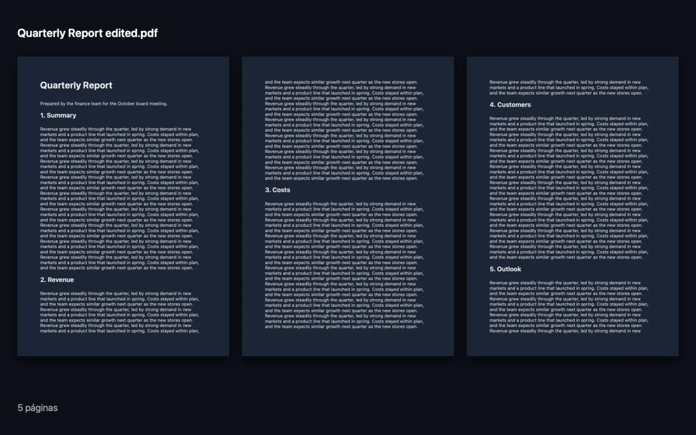 O resultado de Editar metadados do PDF nos arquivos de exemplo