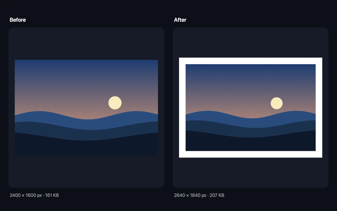The result of Add Border on the sample files