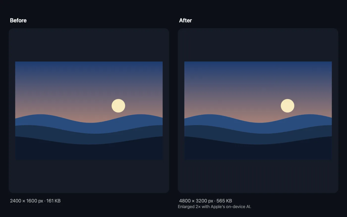 The result of AI Image Upscaler on the sample files