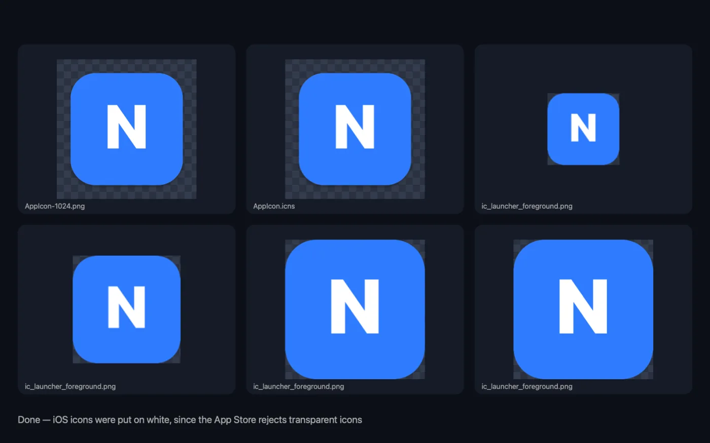 The result of App Icon Generator on the sample files