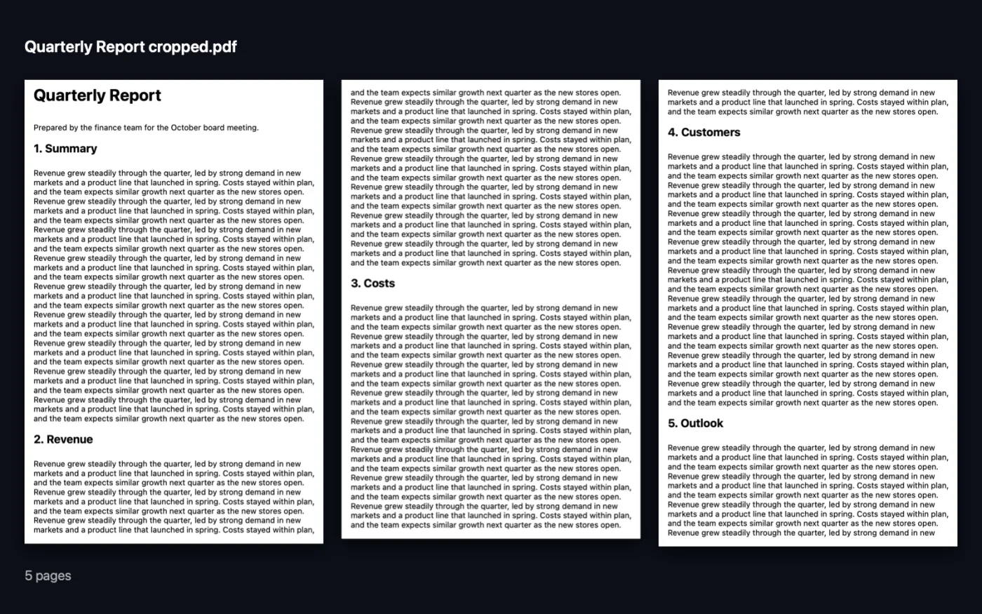 The result of Crop PDF on the sample files