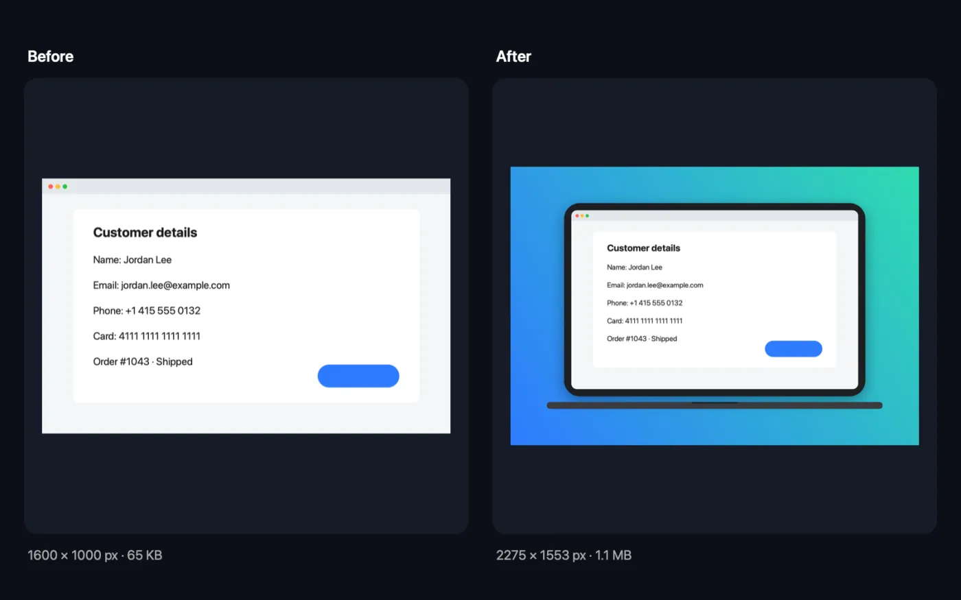 The result of Device Mockups on the sample files