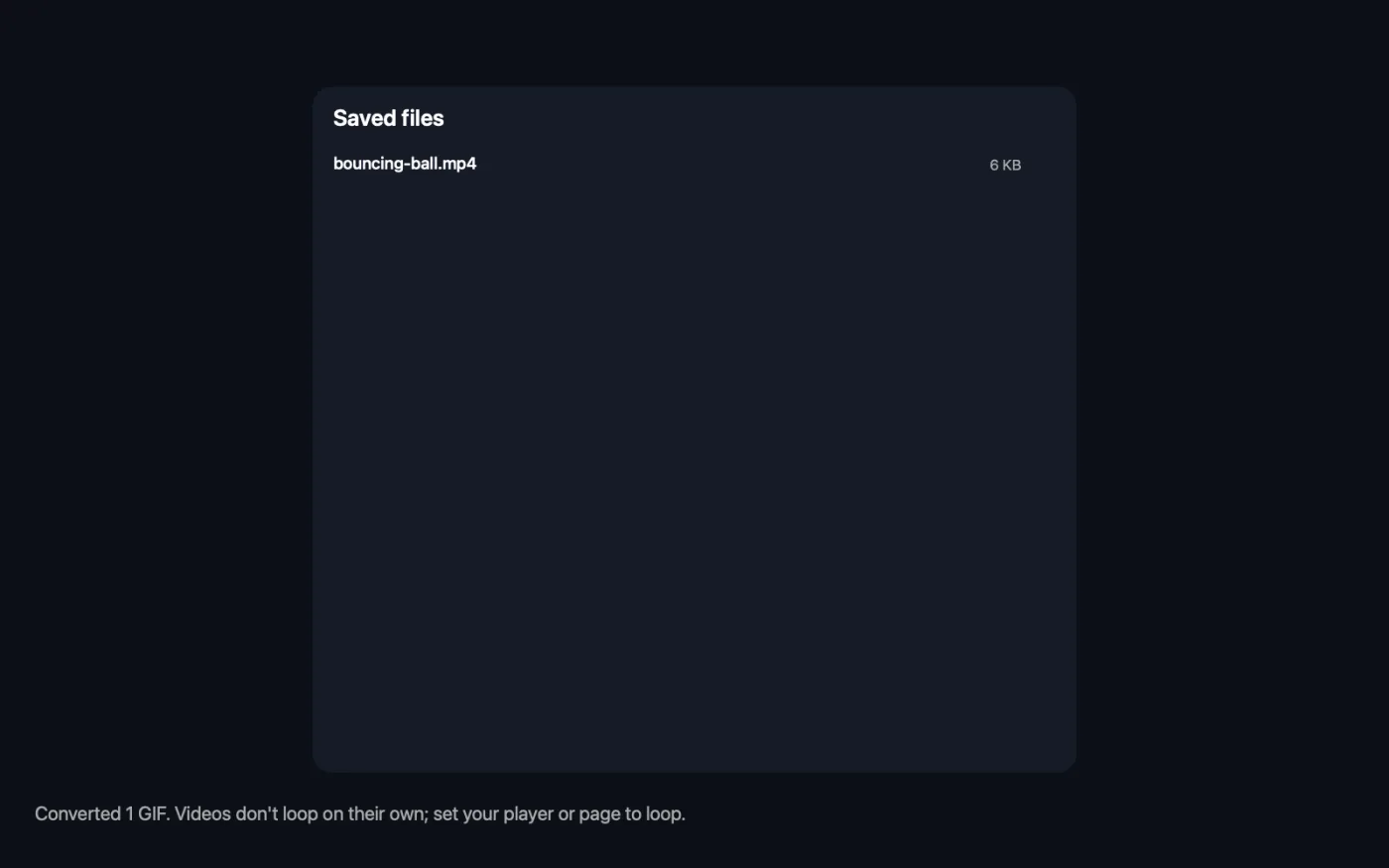The result of GIF to MP4 on the sample files