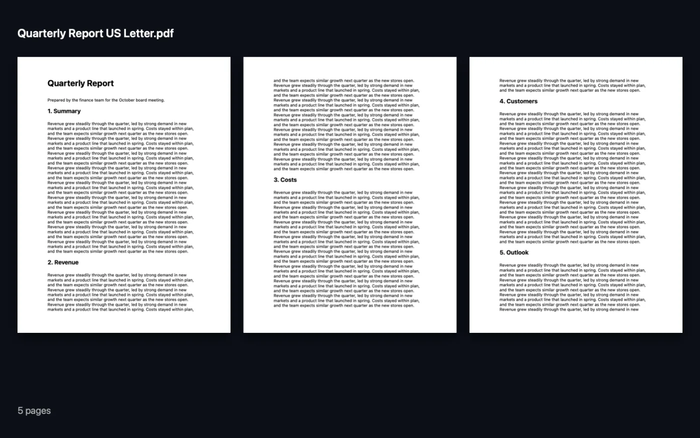 The result of Resize PDF Pages on the sample files