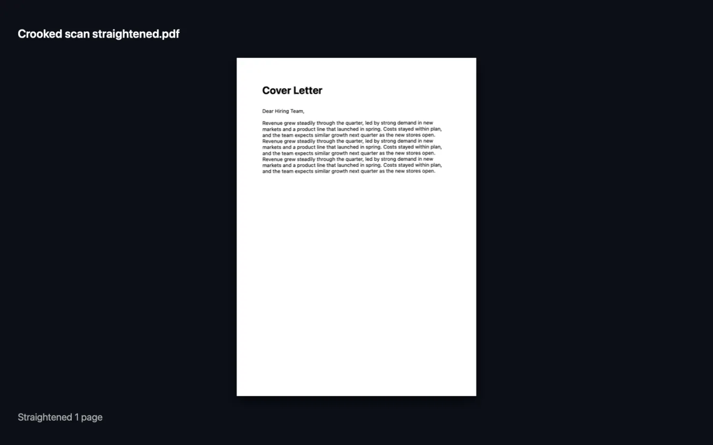 The result of Straighten & Repair PDF on the sample files